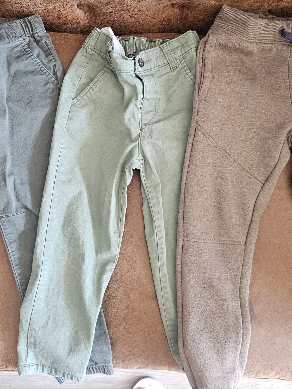 Eddie Bauer/Old Navy/Cat and Jack Kids Olive & Tan Pull-On Joggers Trio